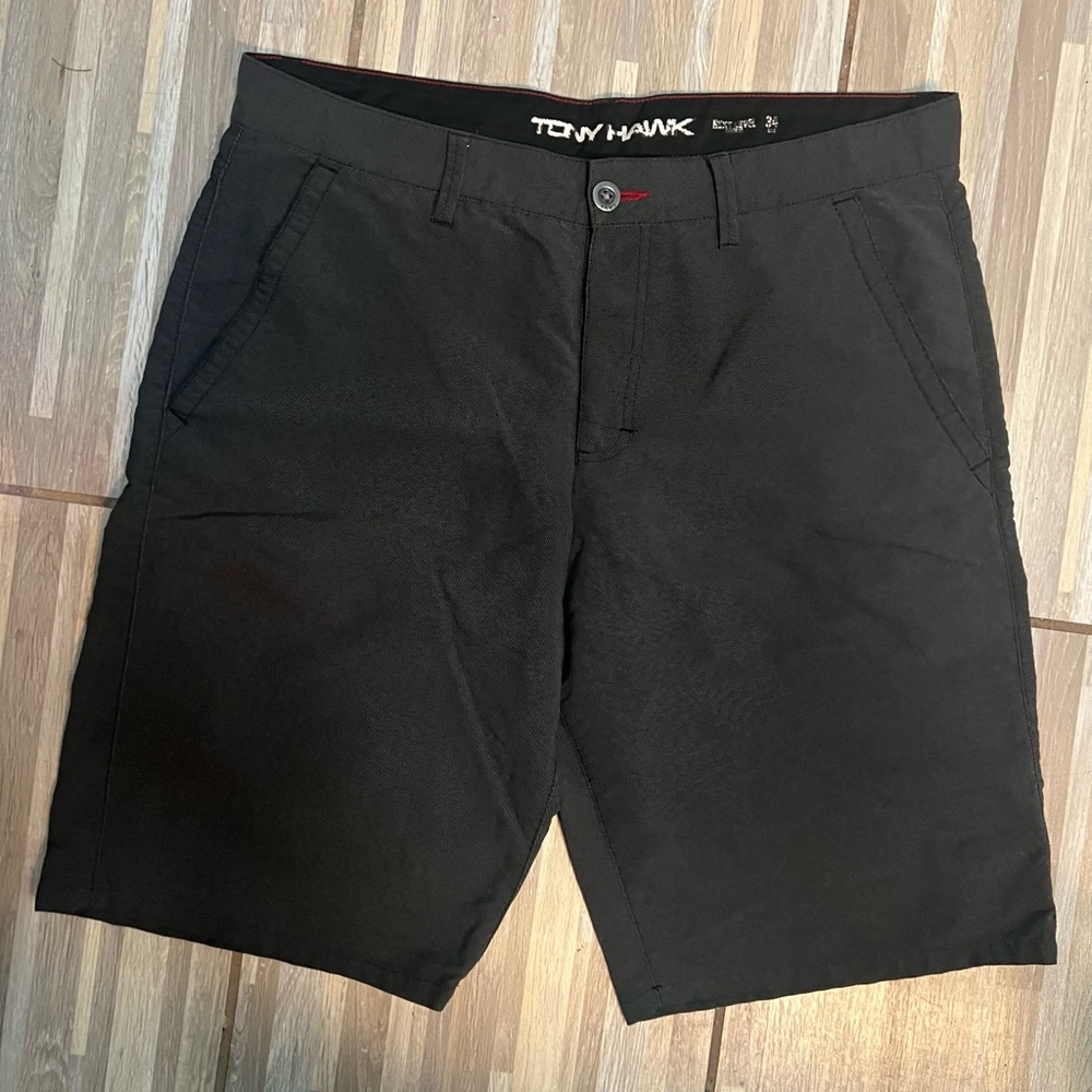 Tony Hawk Black Gray Flat Front Shorts
